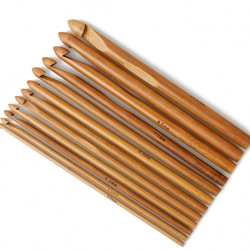 Set of 12 Carbonized Bamboo Crochet Hooks Crochet Needles Crochet Accessories 10316450