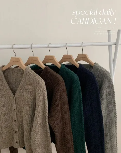 SHOPPERLAND  |Casual Style Wool Nylon Long Sleeves Plain Medium Cardigans