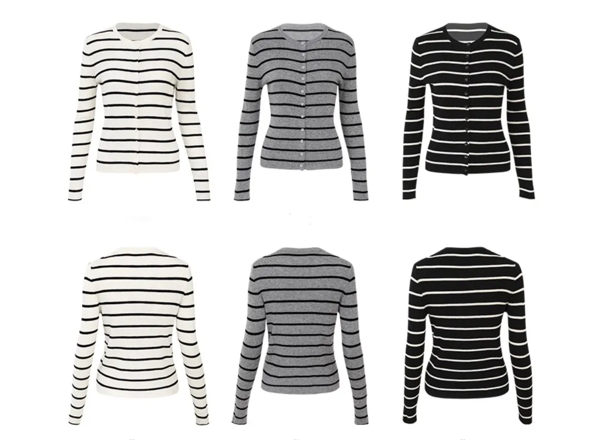 Since Then  |Stripes Wool Long Sleeves Cardigans