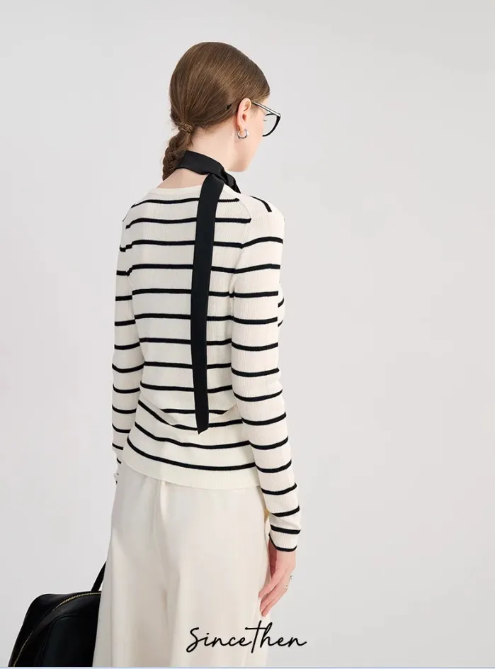 Since Then  |Stripes Wool Long Sleeves Cardigans