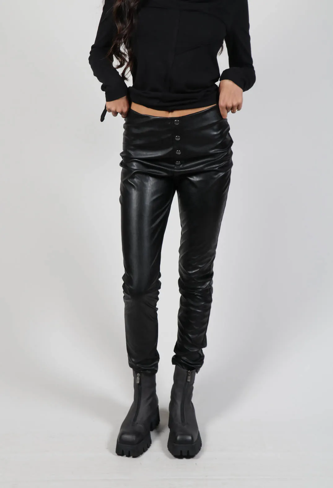 Skinny Eco Leather Trousers in Black