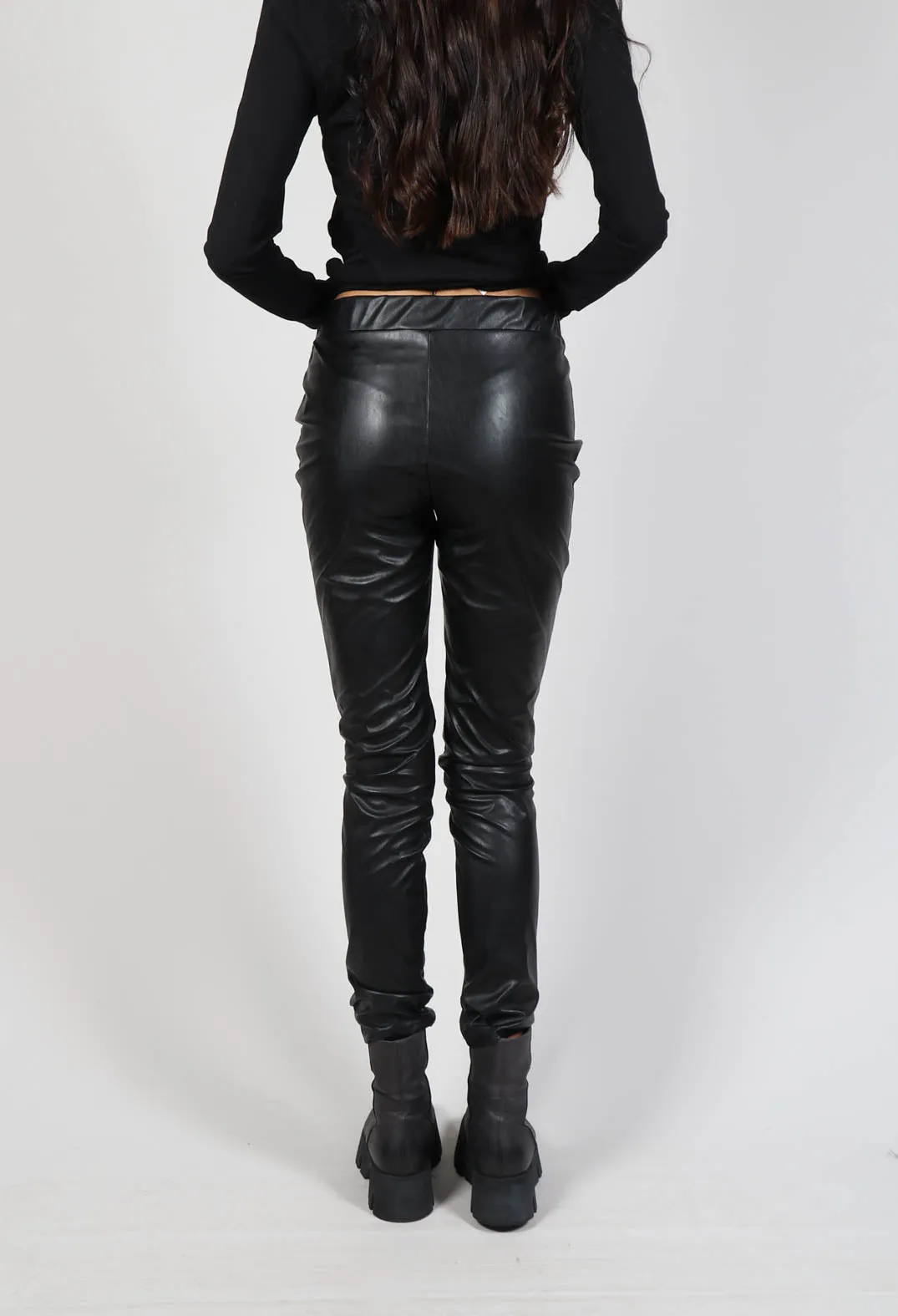 Skinny Eco Leather Trousers in Black