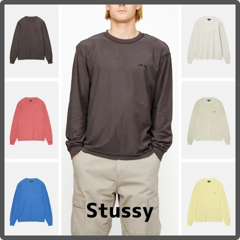 STUSSY  |Crew Neck Pullovers Unisex Street Style Long Sleeves Plain