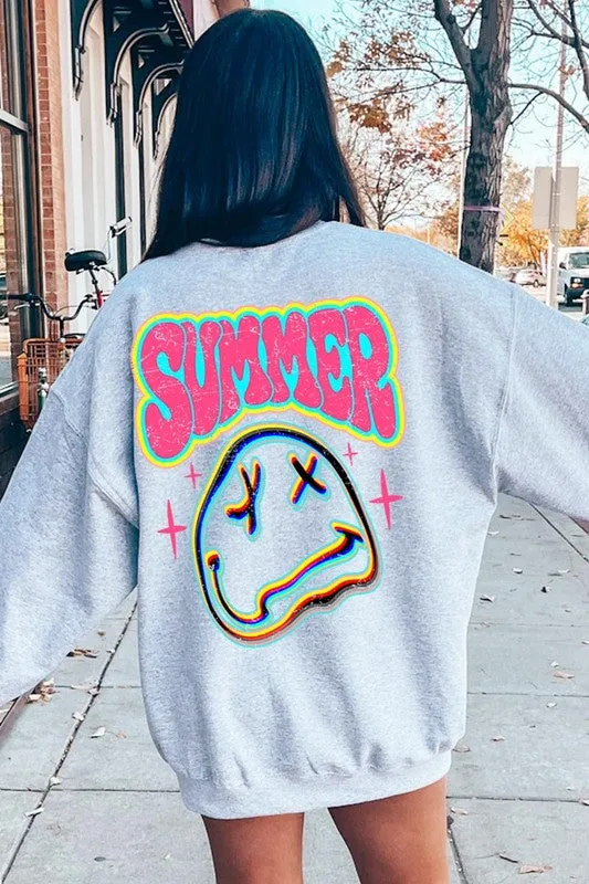 Summer Face Back Graphic Fleece Sweatshirts