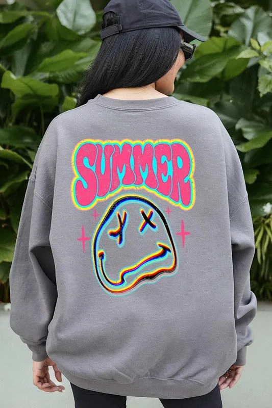 Summer Face Back Graphic Fleece Sweatshirts