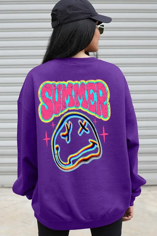 Summer Face Back Graphic Fleece Sweatshirts