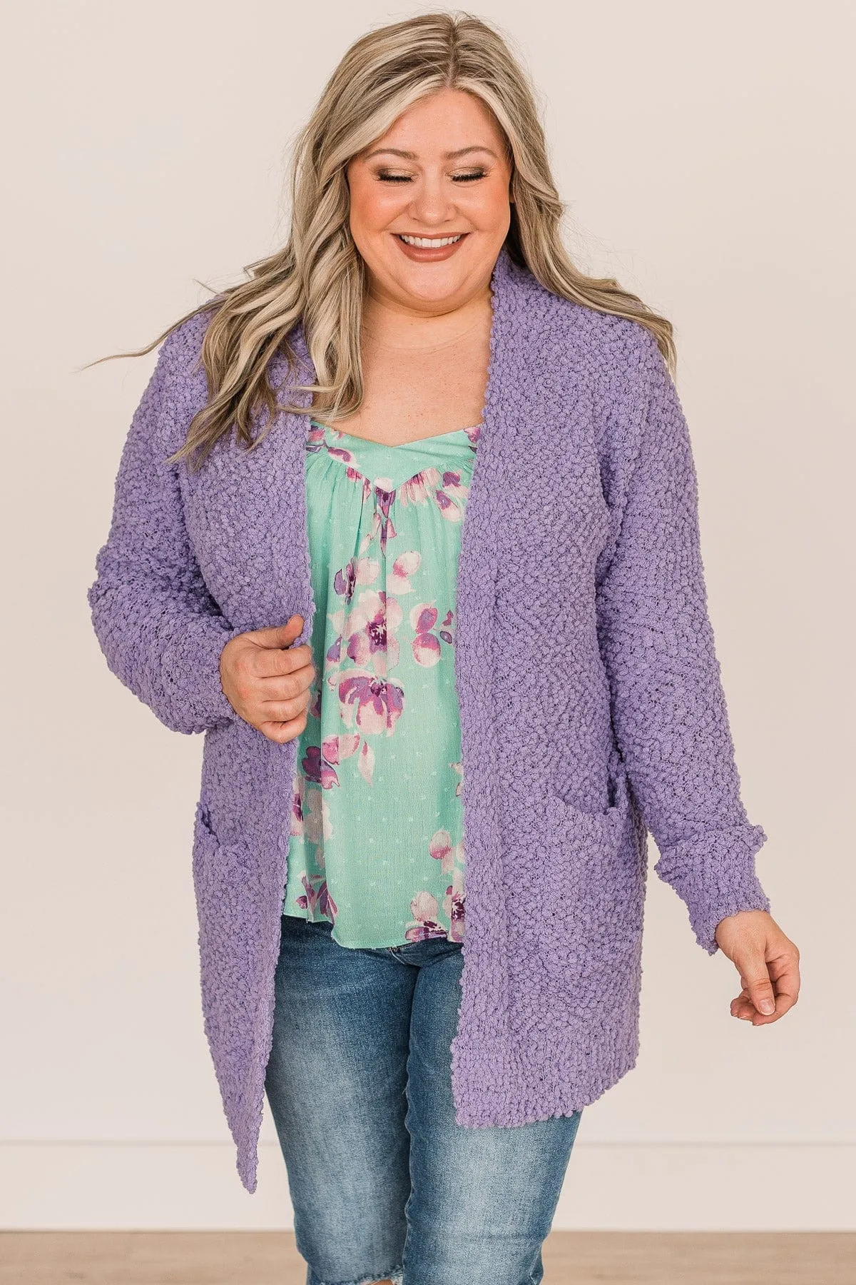 Take Another Look Popcorn Cardigan- Lavender