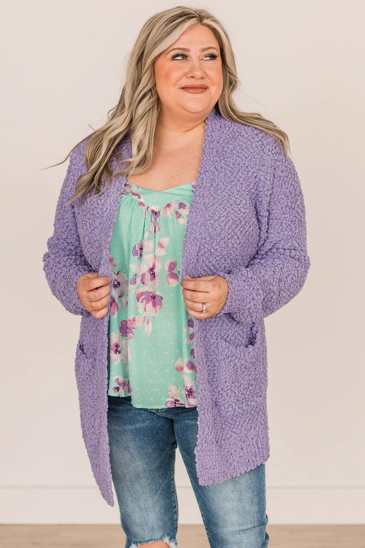 Take Another Look Popcorn Cardigan- Lavender