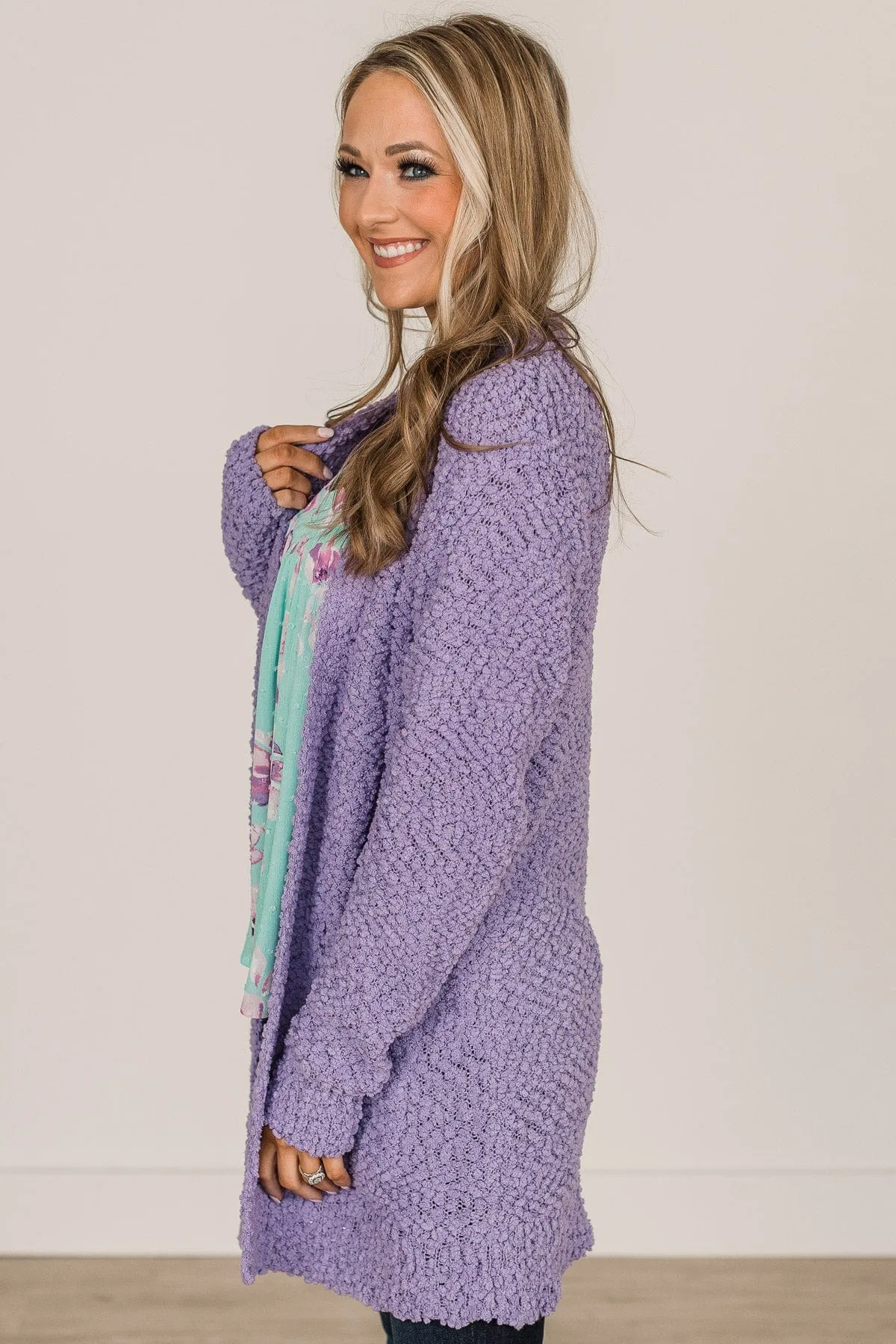 Take Another Look Popcorn Cardigan- Lavender