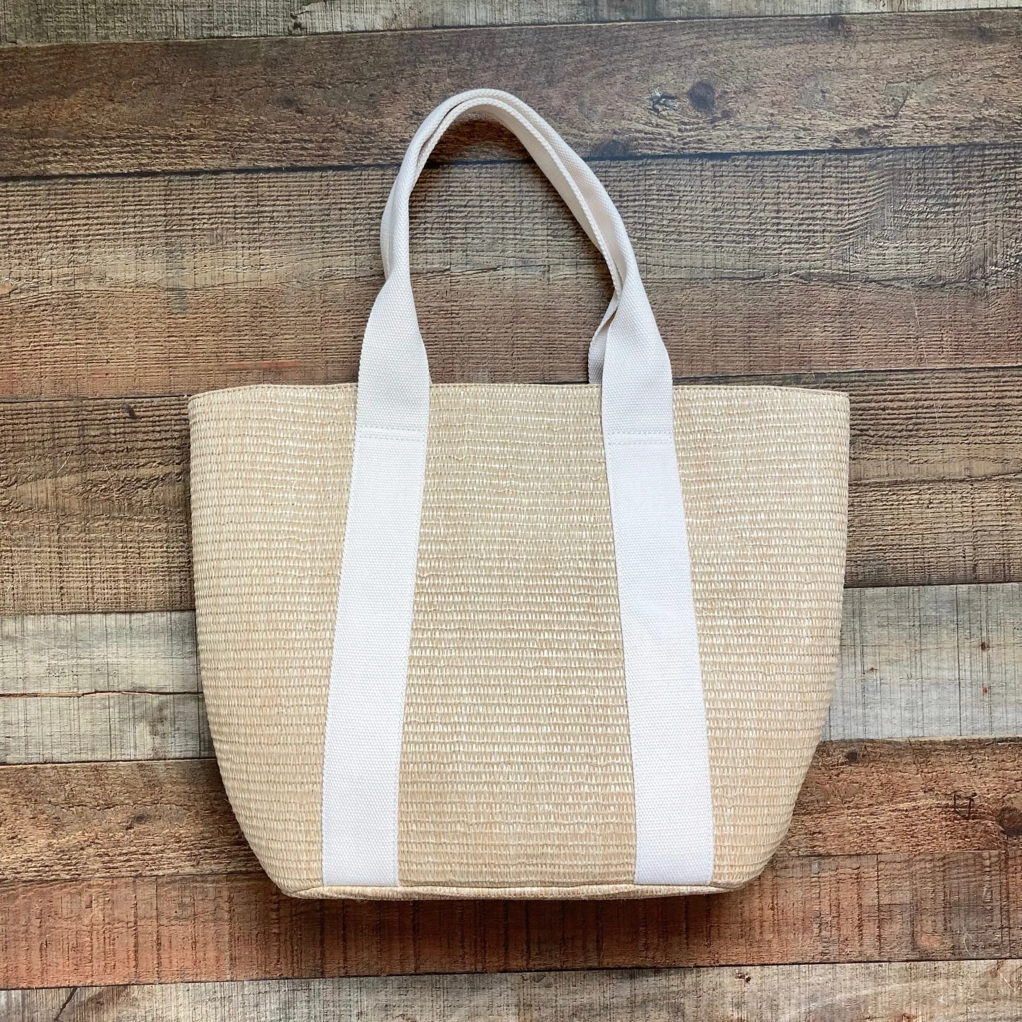 The Drop Natural Jute Blend with Canvas Handles Large Tote Bag (sold out online)