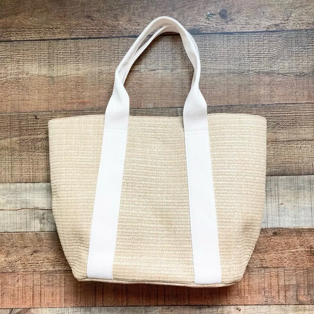 The Drop Natural Jute Blend with Canvas Handles Large Tote Bag (sold out online)