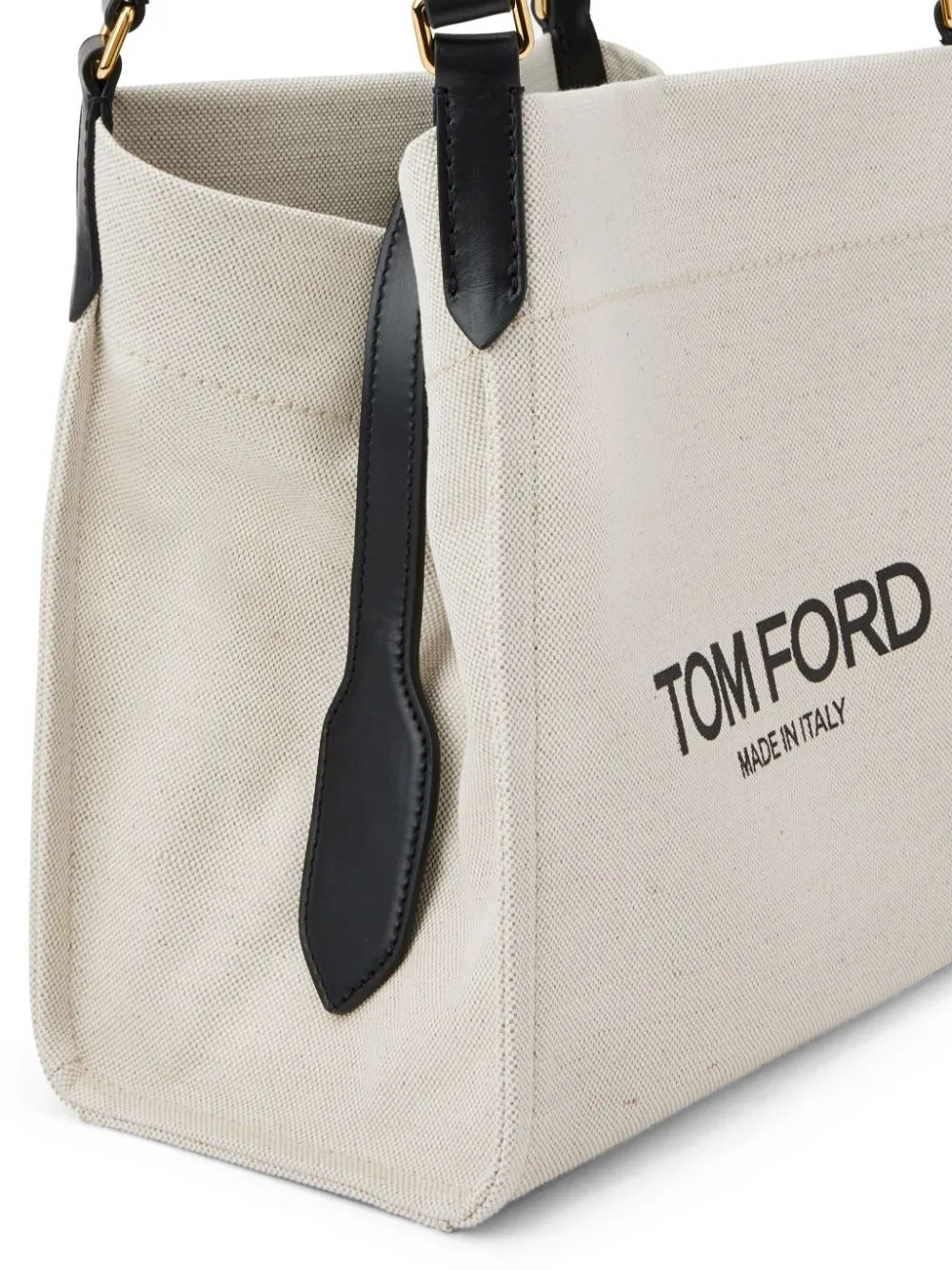 Tom Ford    Tom Ford Canvas And Leather Medium Tote Bag