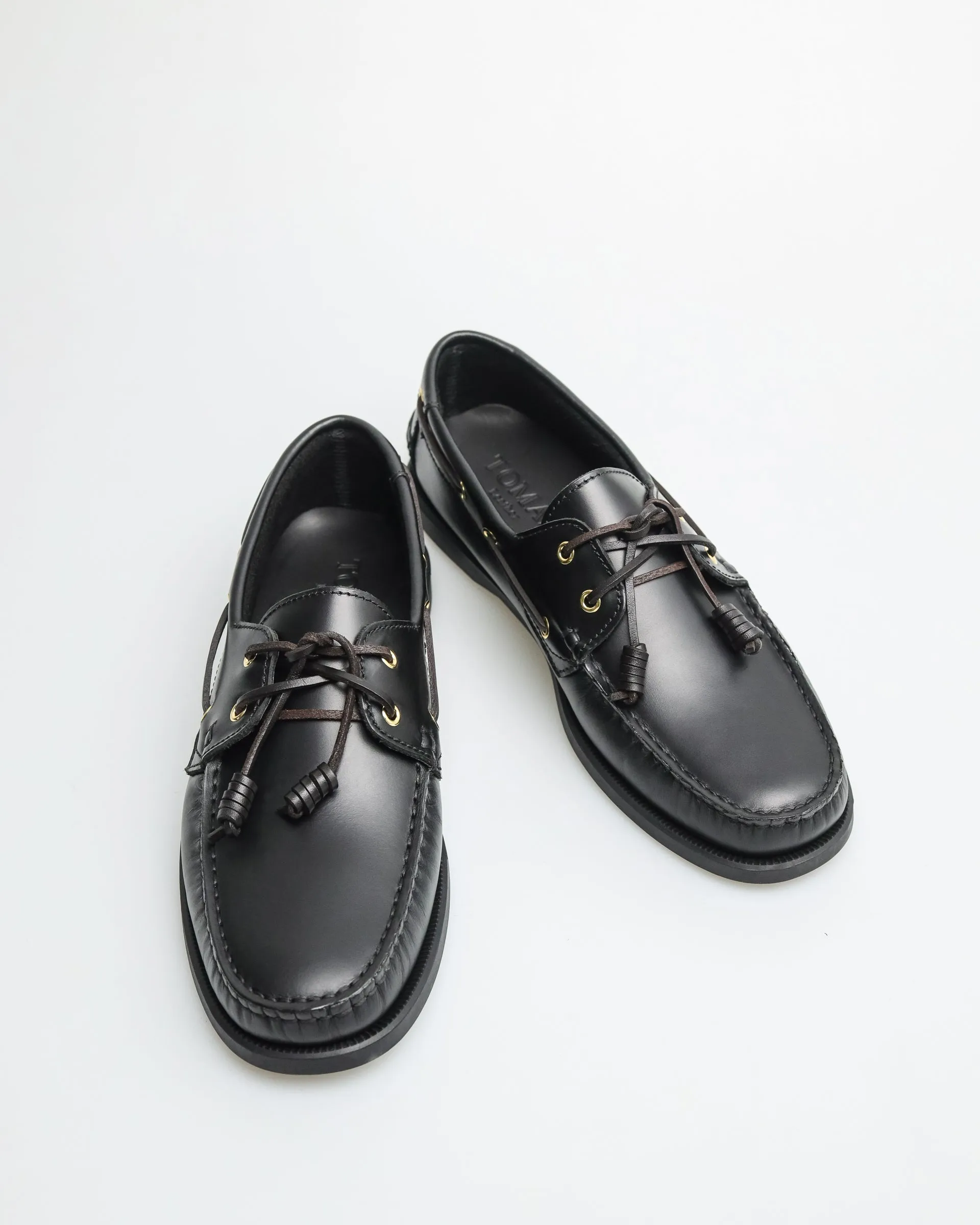 Tomaz C328 Men's Leather Boat Shoes (Black)