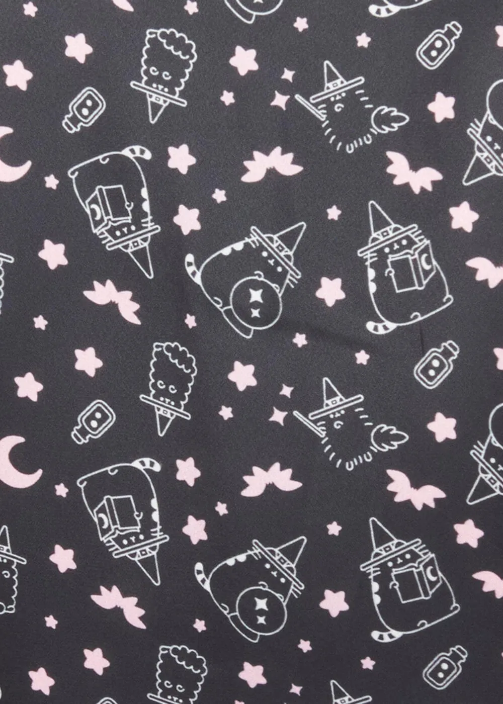 Unique Vintage Pusheen Halloween Bow 40's Blouse Black Pink