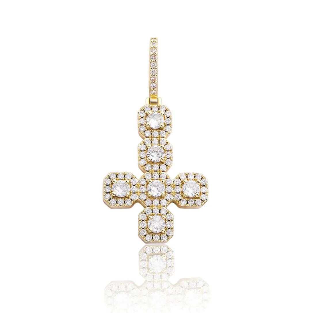 Upside Down Cluster Cross Iced Out Hip Hop Pendant