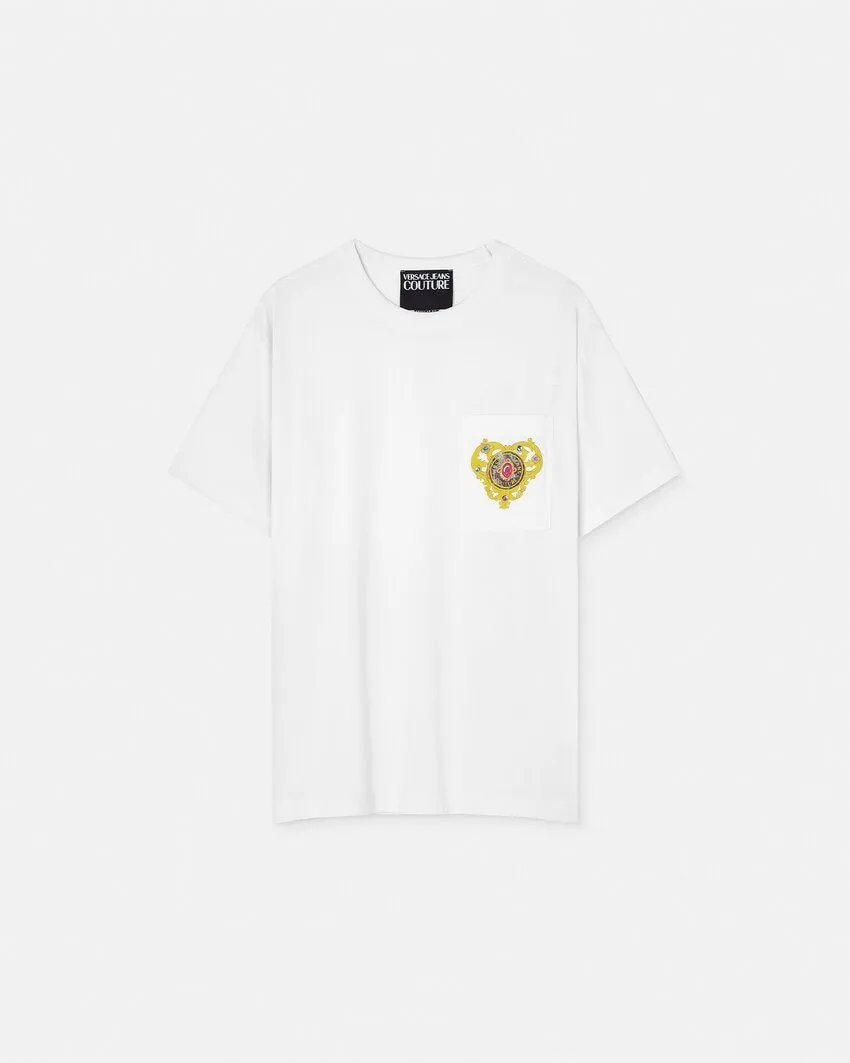 VERSACE JEANS  |Crew Neck Heart Unisex Street Style Plain Cotton