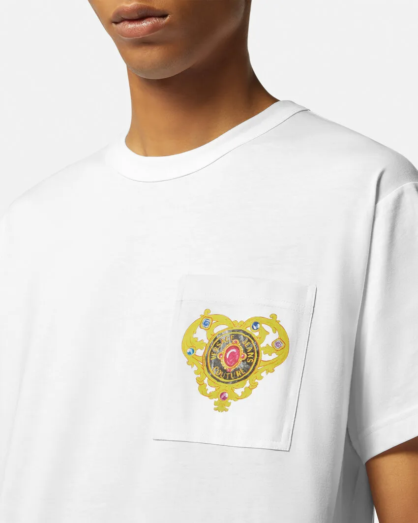 VERSACE JEANS  |Crew Neck Heart Unisex Street Style Plain Cotton