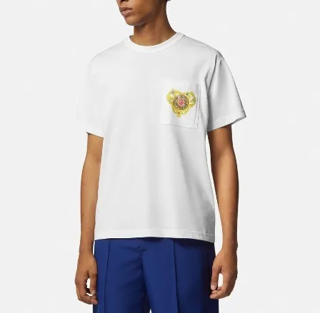 VERSACE JEANS  |Crew Neck Heart Unisex Street Style Plain Cotton