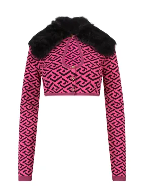 Versace La Greca Printed Cropped Cardigan