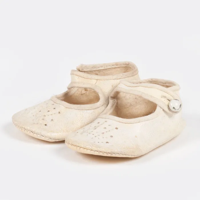 Vintage Baby Leather Mary Jane Shoes White