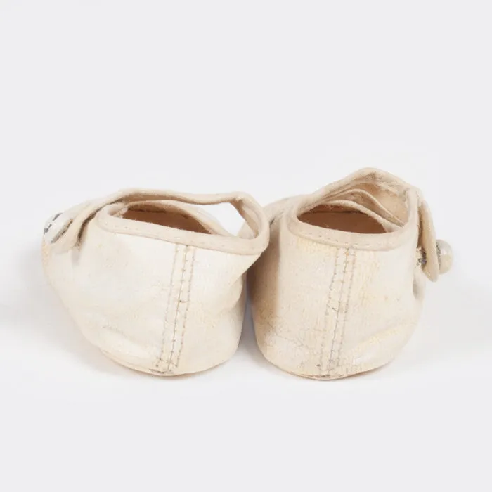 Vintage Baby Leather Mary Jane Shoes White