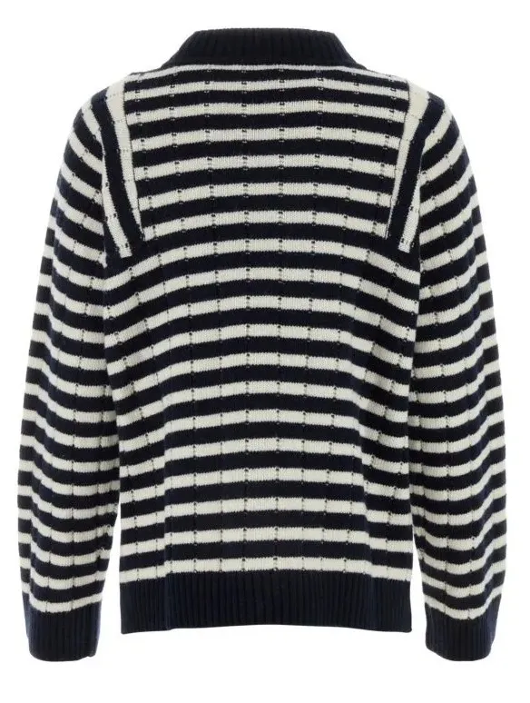 Weekend Max Mara  |Stripes Wool Long Sleeves V-neck & Crew neck