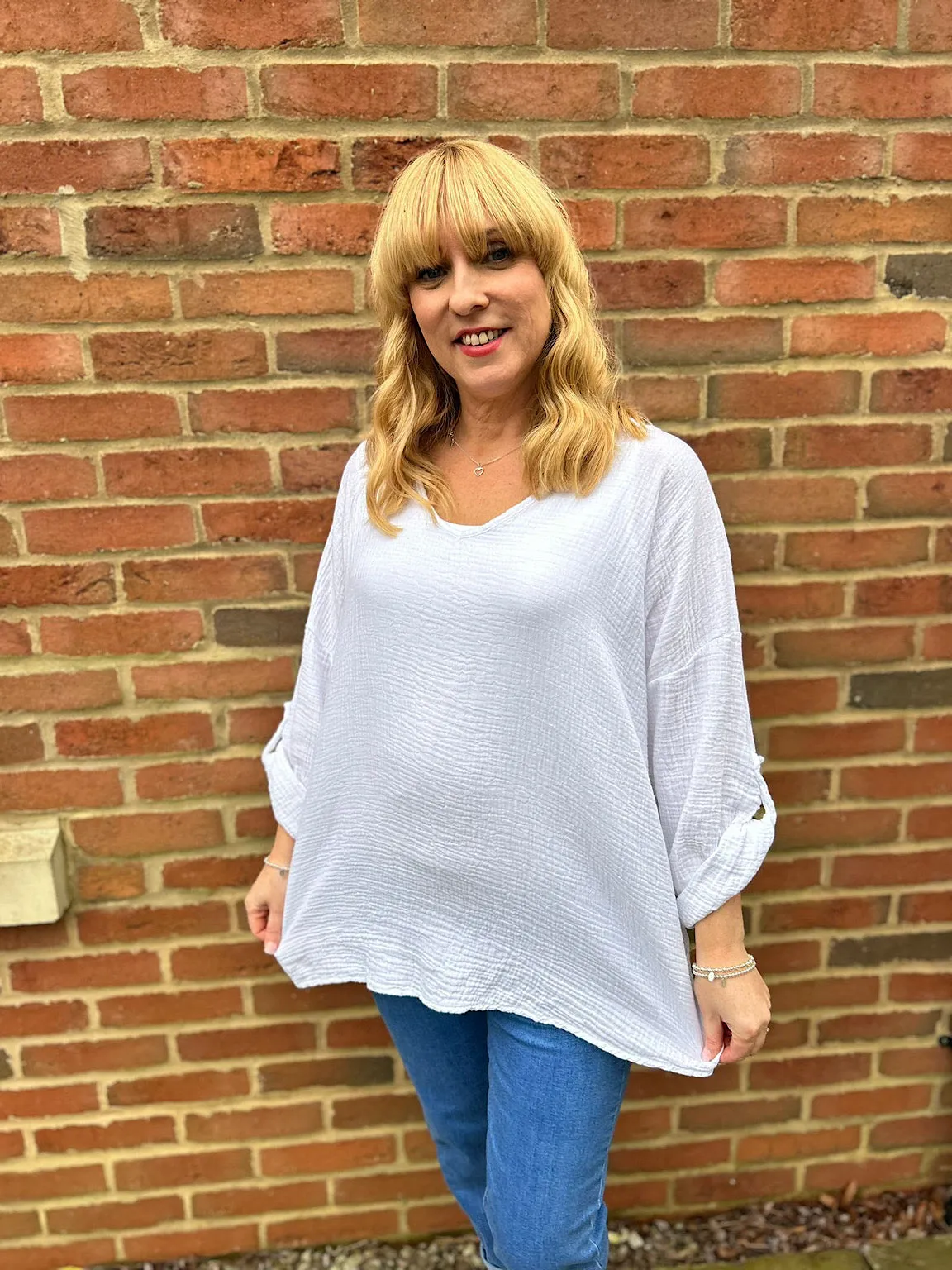 White Bubble Cotton Top Emily