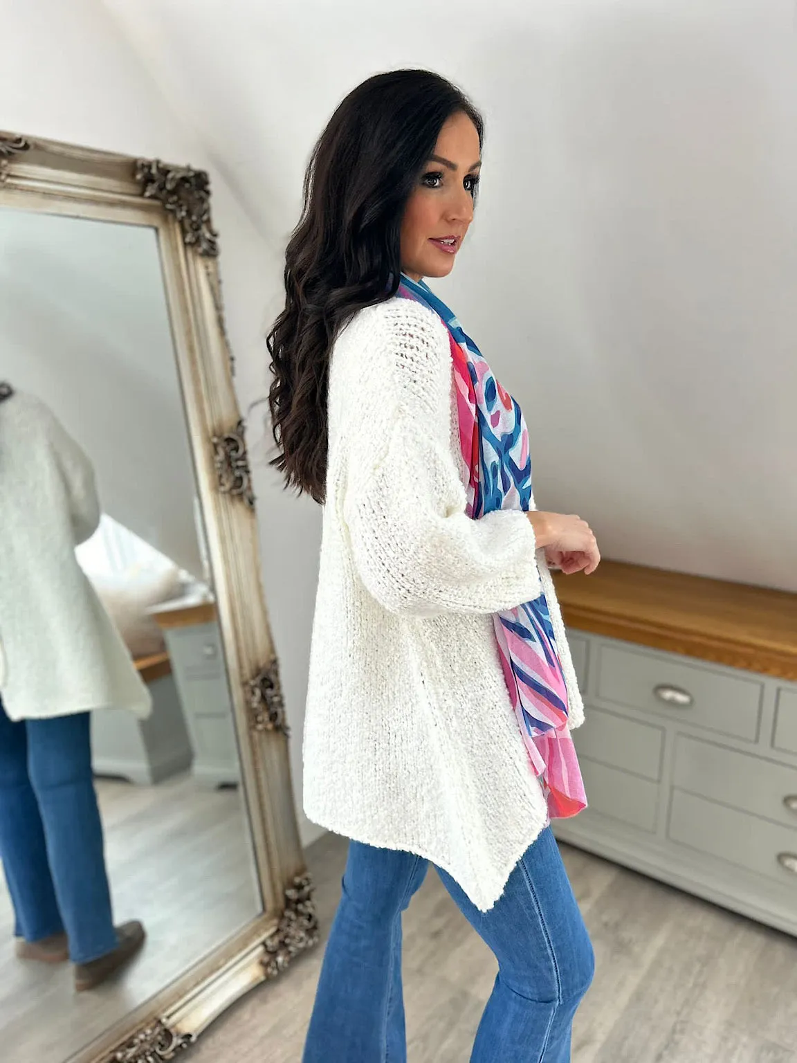 White Popcorn Reverse seam Knit Jumper Morgan