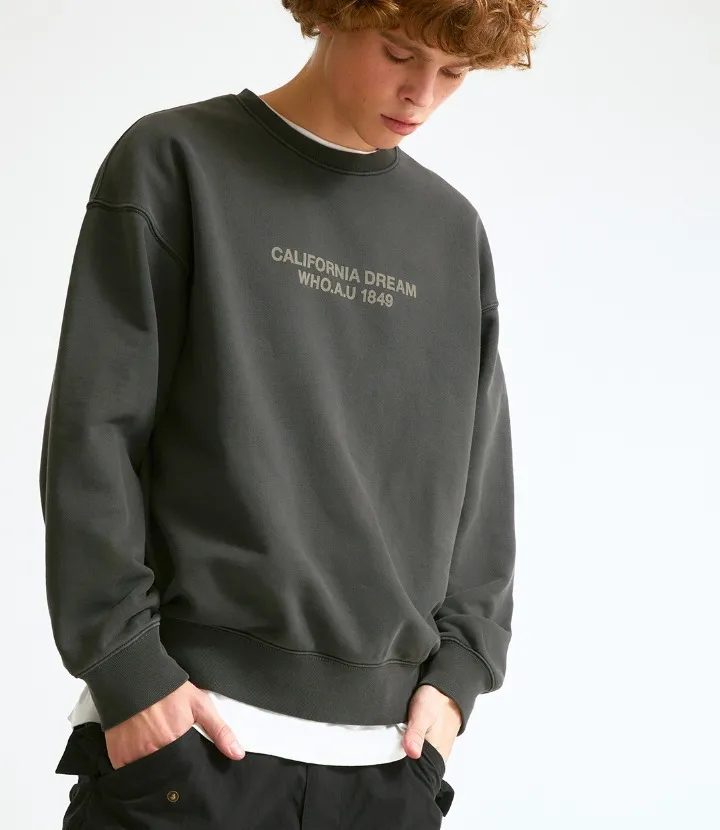 WHO.A.U  |Unisex Street Style Long Sleeves Plain Cotton Logo