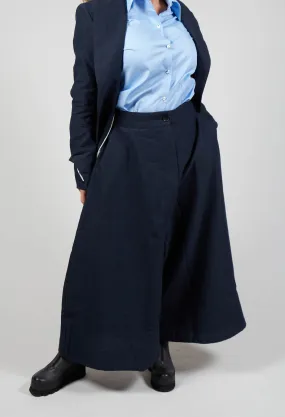 Wide Leg Trousers in Navy Blue