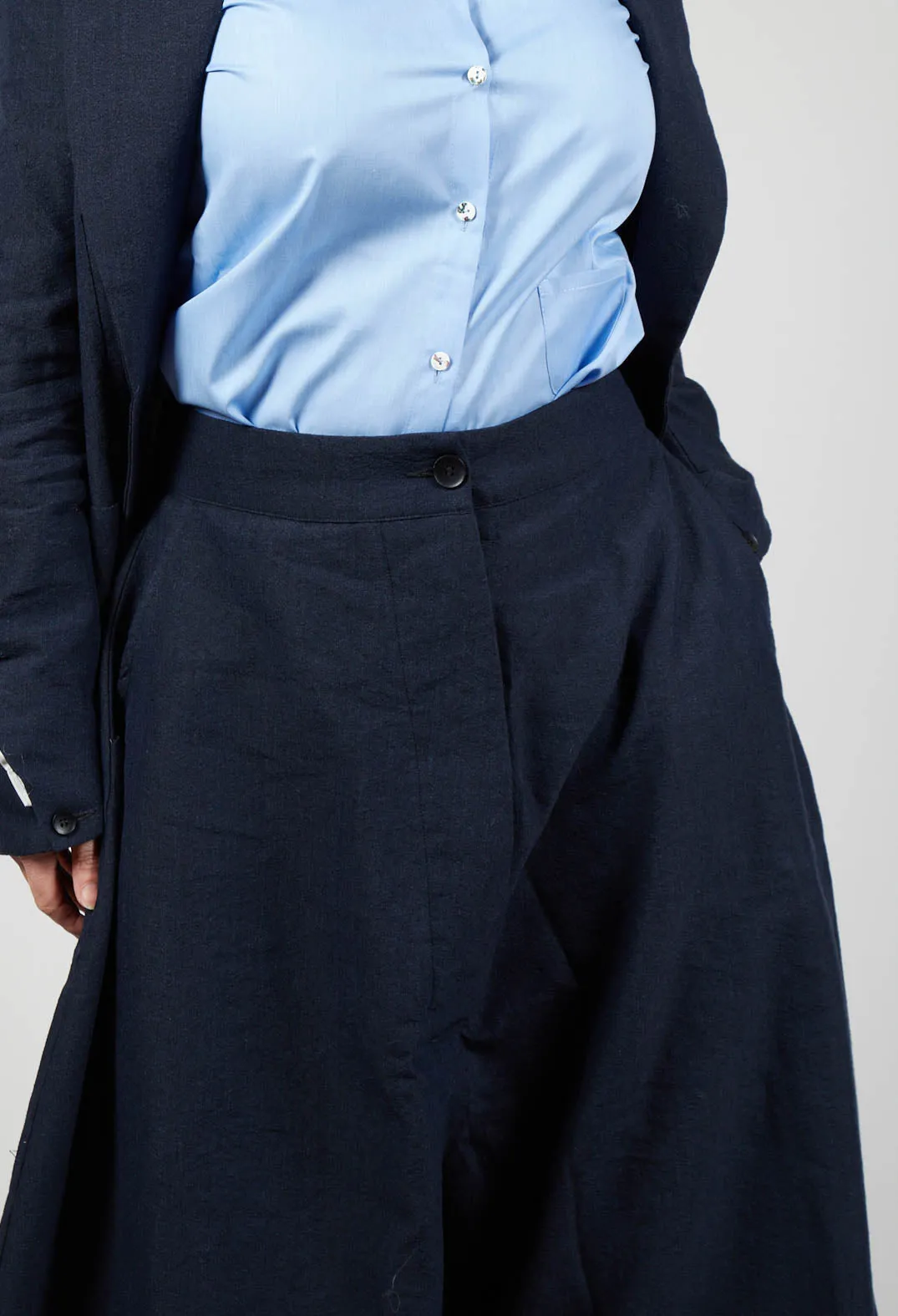 Wide Leg Trousers in Navy Blue