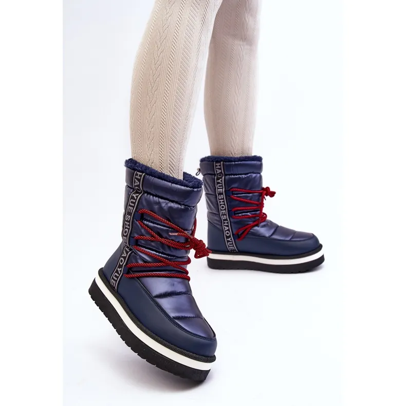 Women's Snow Boots With Laces Navy Blue Lilara