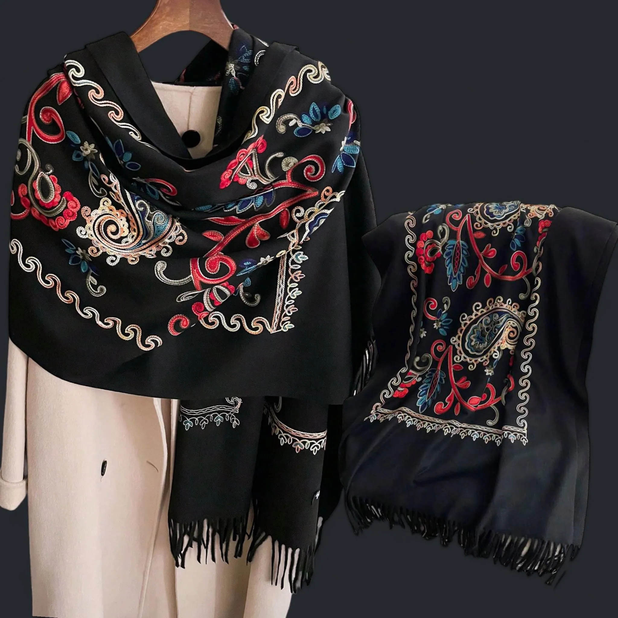 WRAP Full Embroidered Warm Shawl