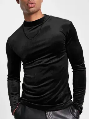 Xituodai Round Neck Male Autumn Winter Pullovers Casual Streetwear Basic Long Sleeve Tops Men Solid Undershirt Warm Black Pleuch