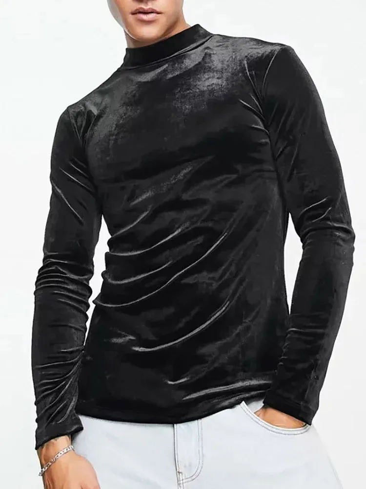 Xituodai Round Neck Male Autumn Winter Pullovers Casual Streetwear Basic Long Sleeve Tops Men Solid Undershirt Warm Black Pleuch