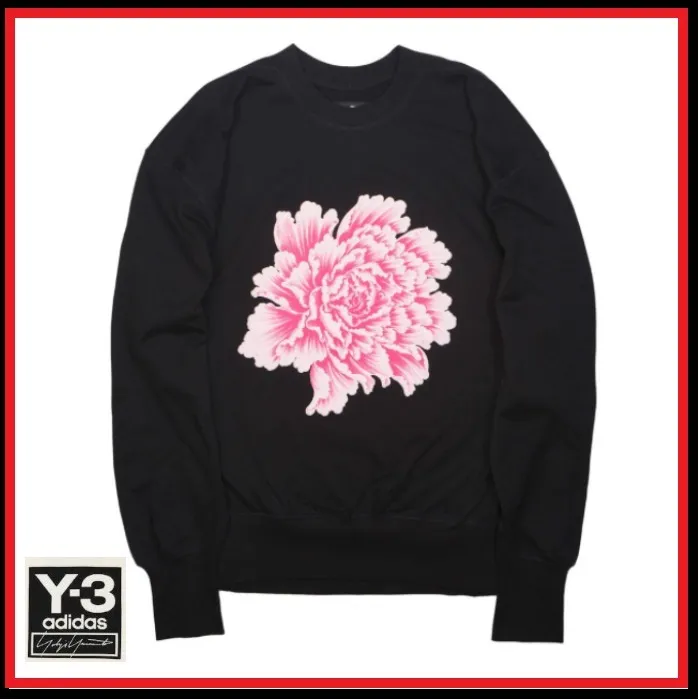 Y-3  |Crew Neck Pullovers Flower Patterns Street Style