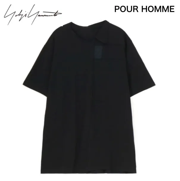 Yohji Yamamoto  |Pullovers Street Style U-Neck Plain Cotton Short Sleeves