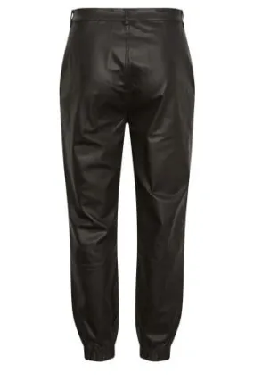 YOURS Curve Black Coated Cargo Trousers