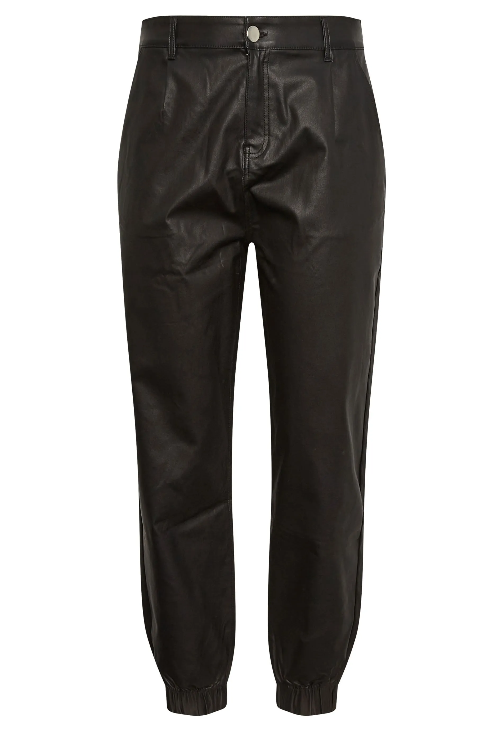 YOURS Curve Black Coated Cargo Trousers