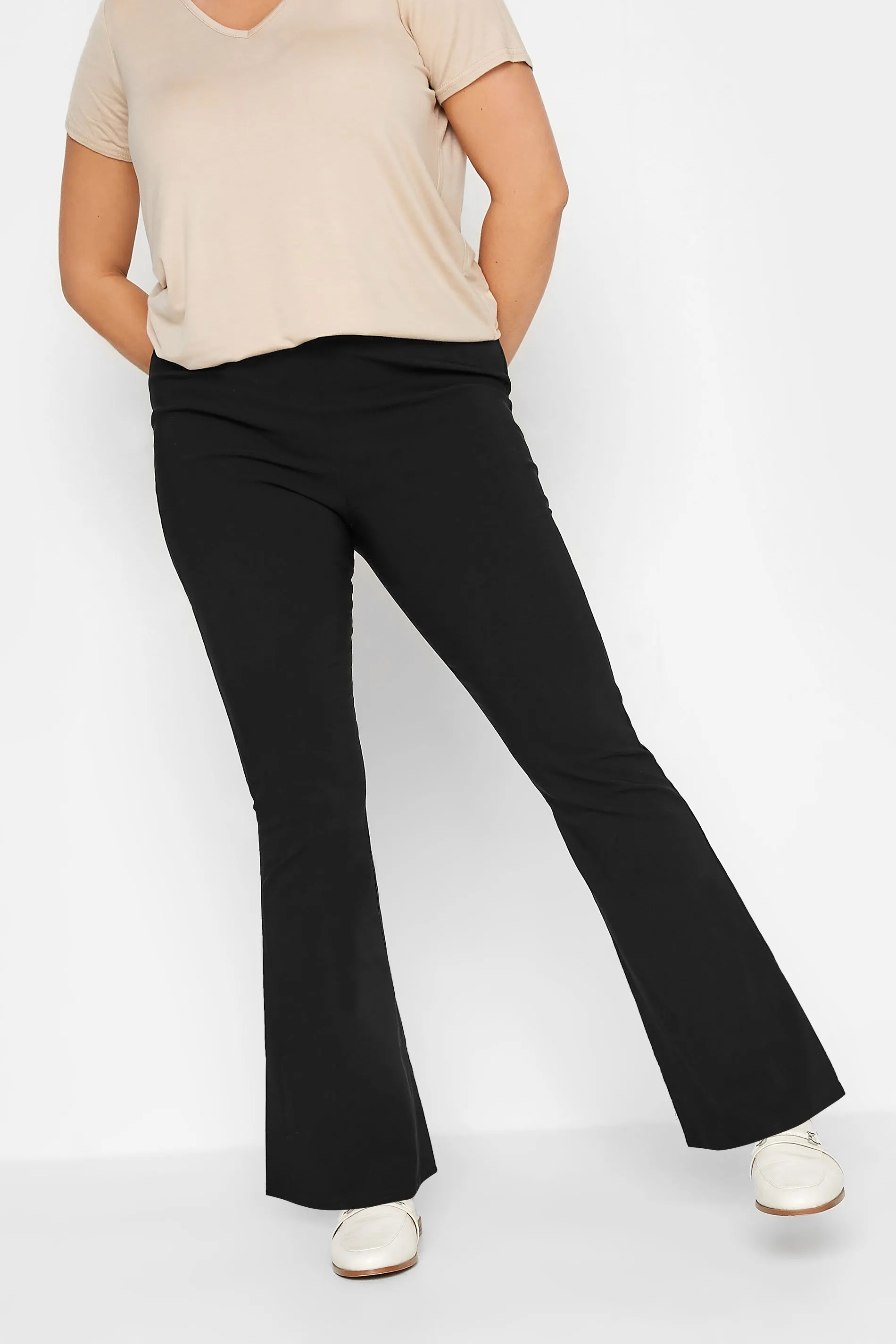 YOURS Curve Black Flare Bengaline Trousers