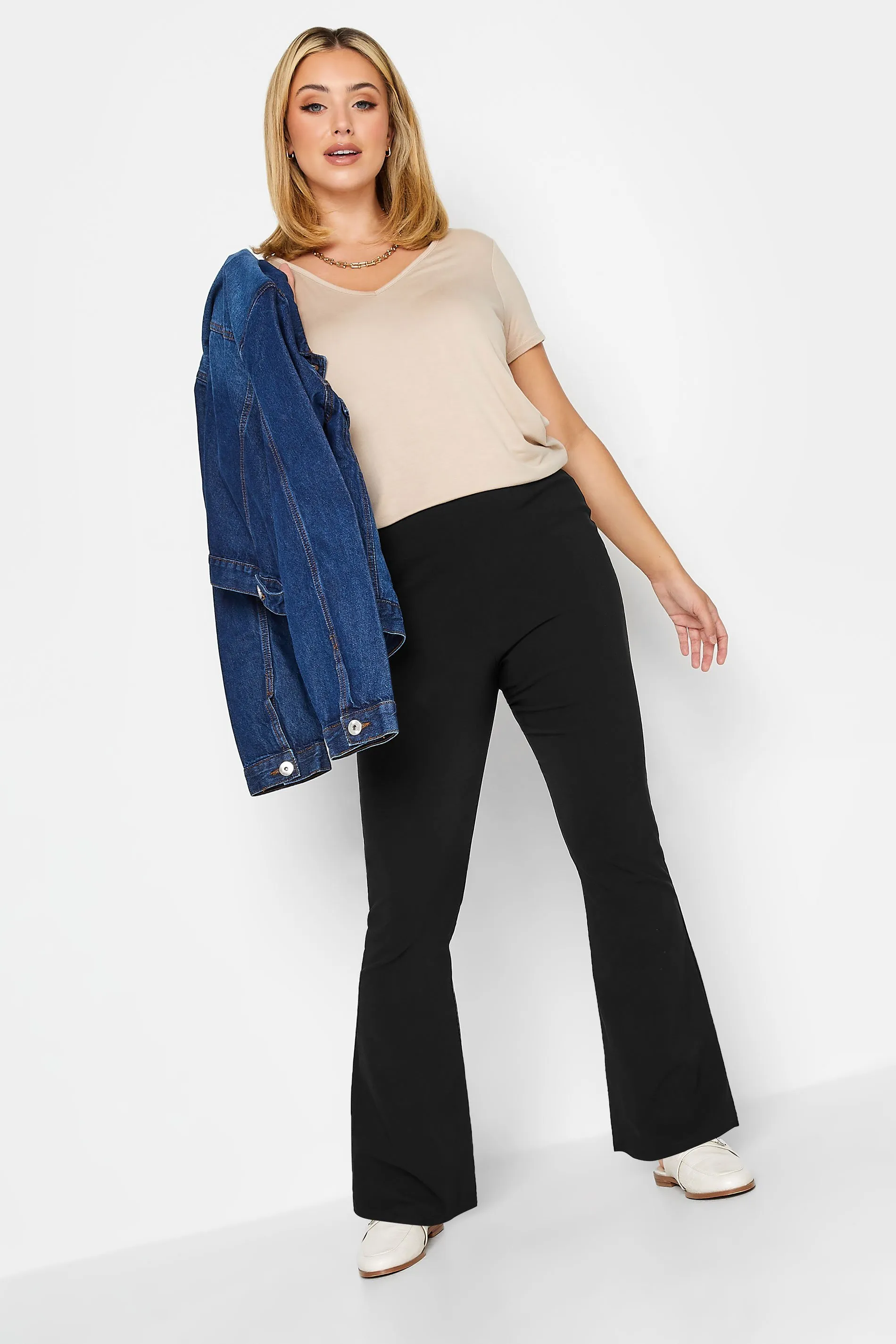 YOURS Curve Black Flare Bengaline Trousers