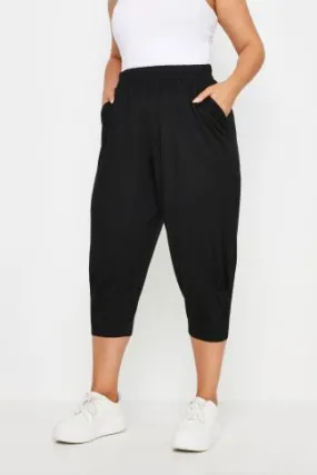 YOURS Curve Black Ruched Harem Trousers