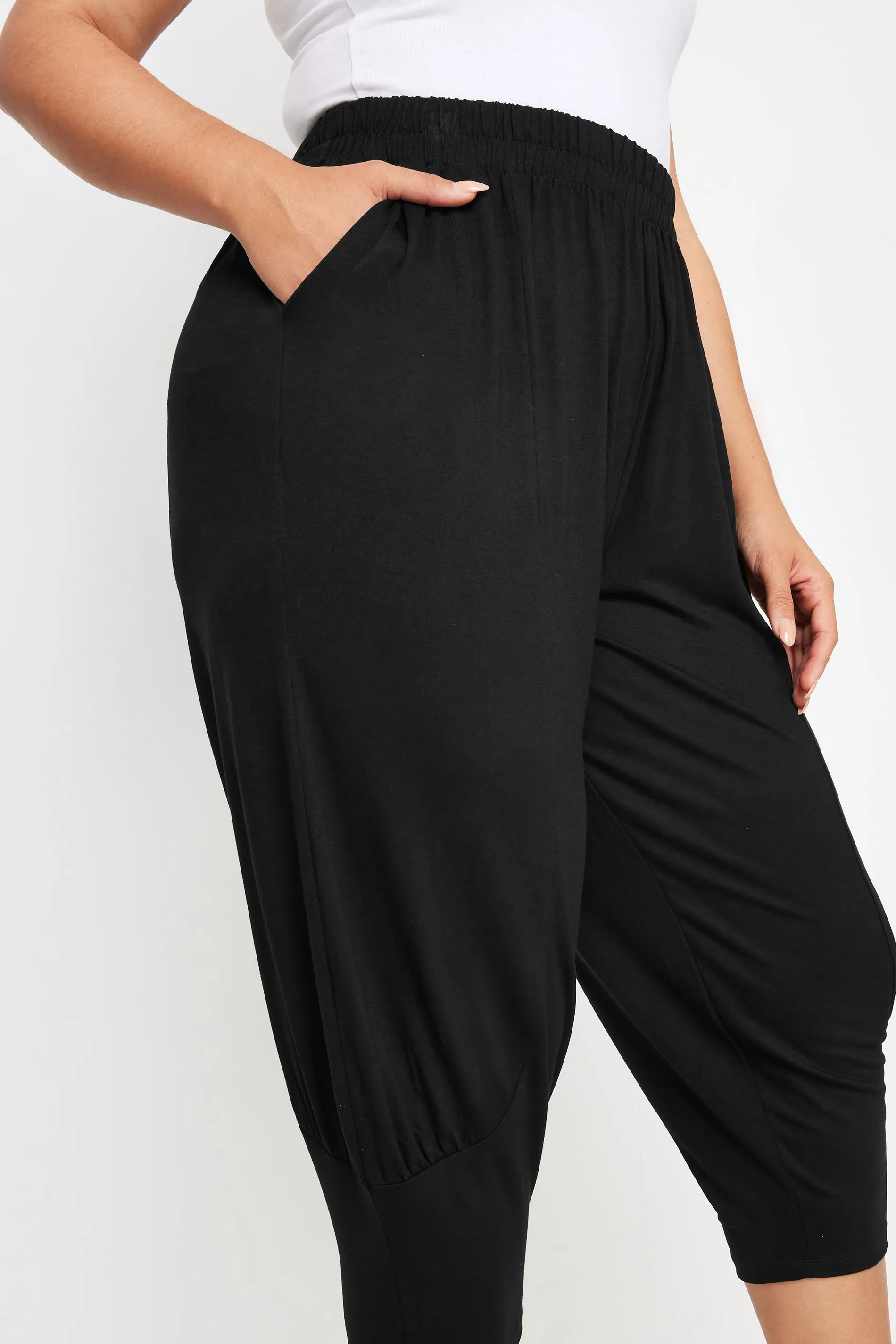 YOURS Curve Black Ruched Harem Trousers