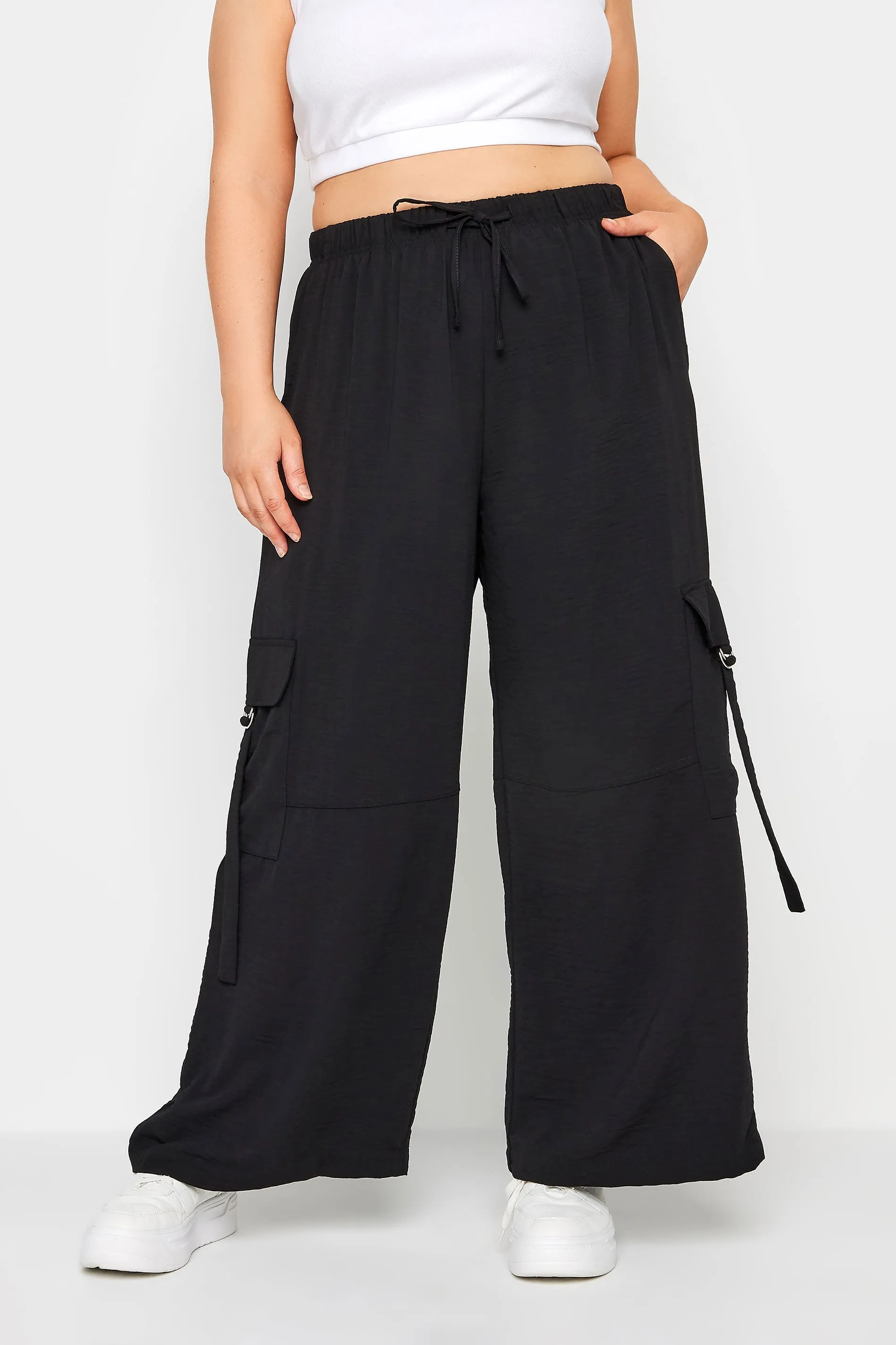 YOURS Curve Black Twill Cargo Trousers