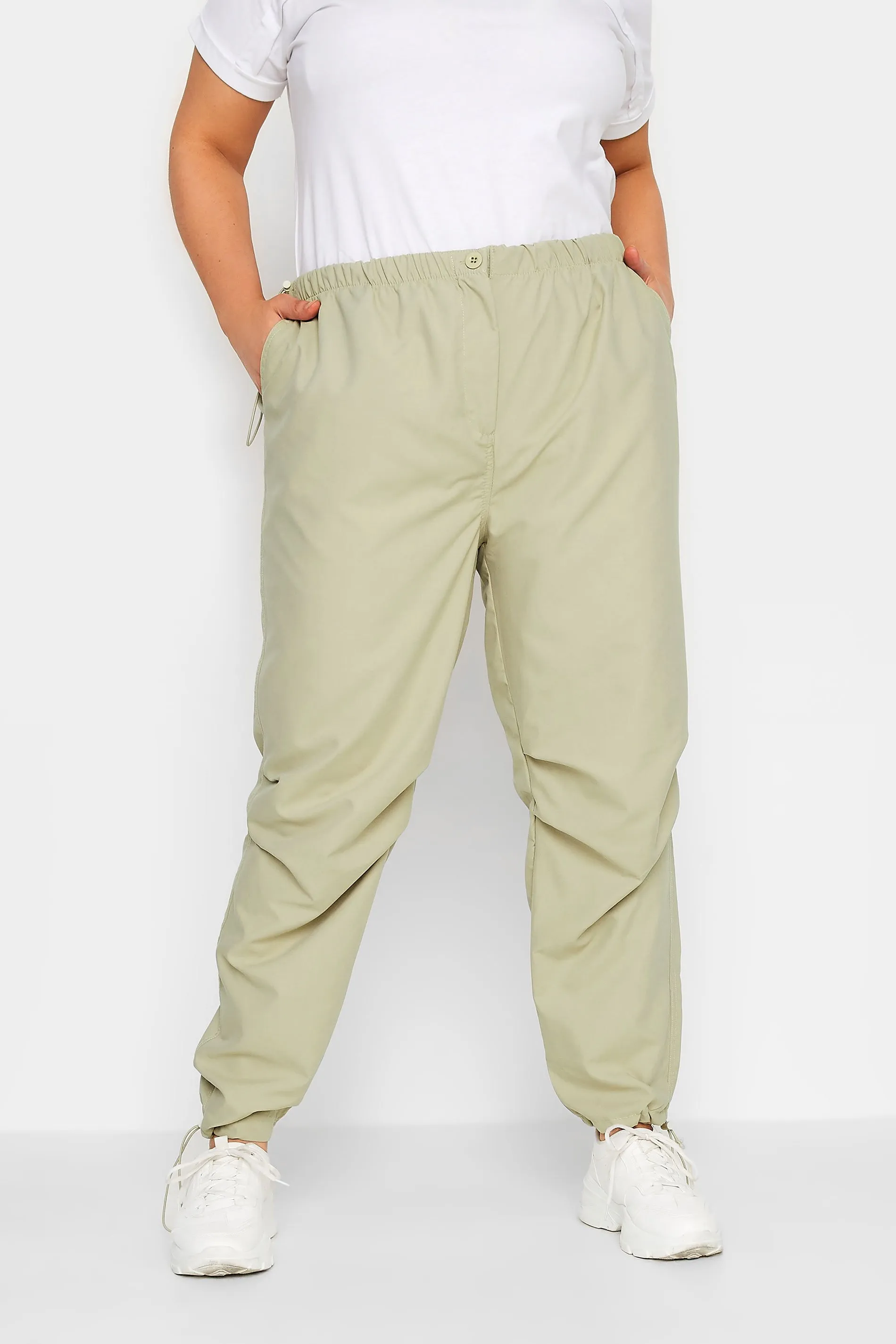 YOURS Curve Stone Brown Parachute Trousers