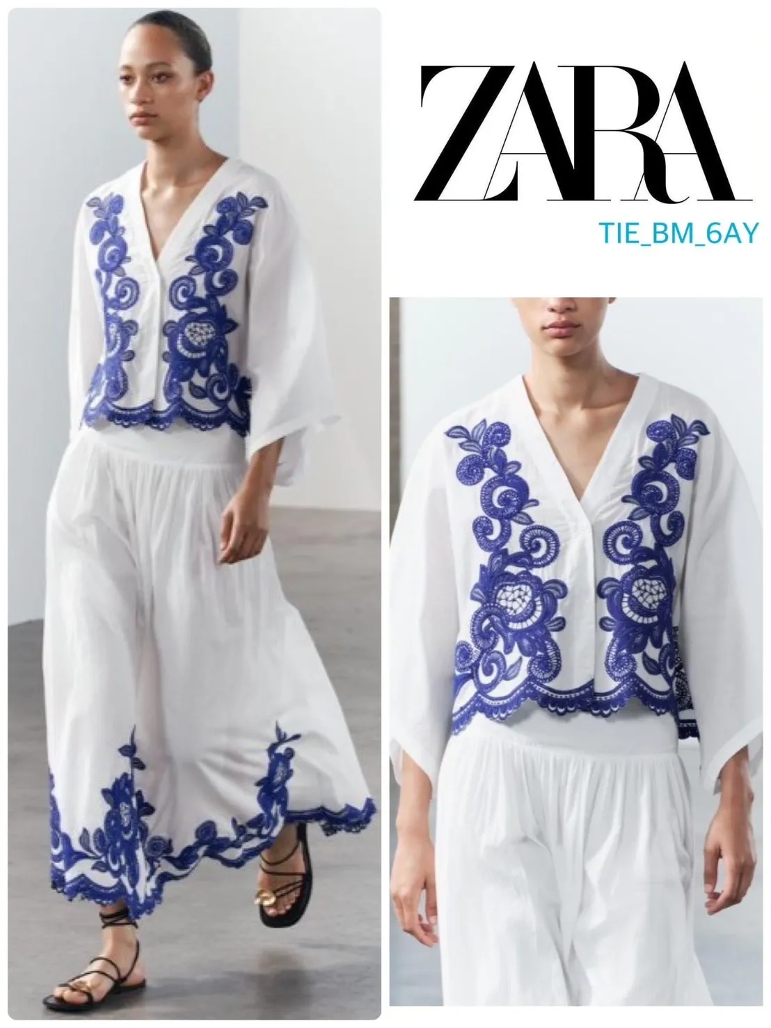 ZARA  |EMBROIDERED LONG SHIRT