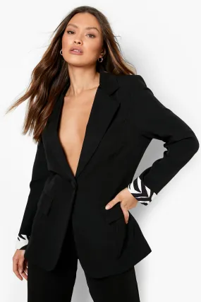 Zebra Contrast Cuff Tailored Blazer