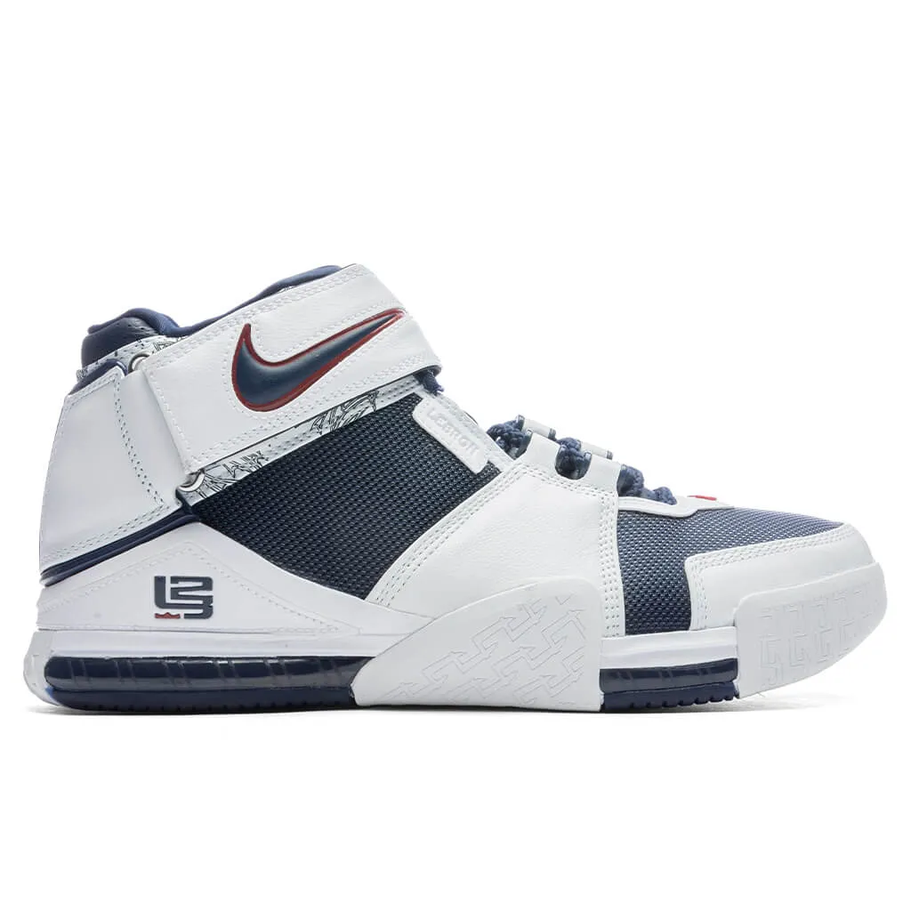 Zoom LeBron 2 - White/Midnight Navy/Varsity Crimson