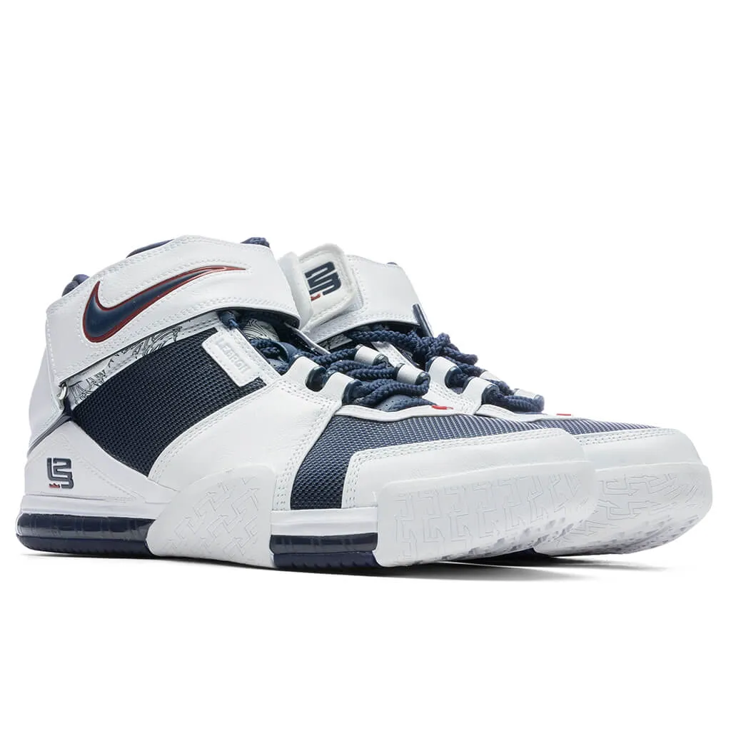 Zoom LeBron 2 - White/Midnight Navy/Varsity Crimson